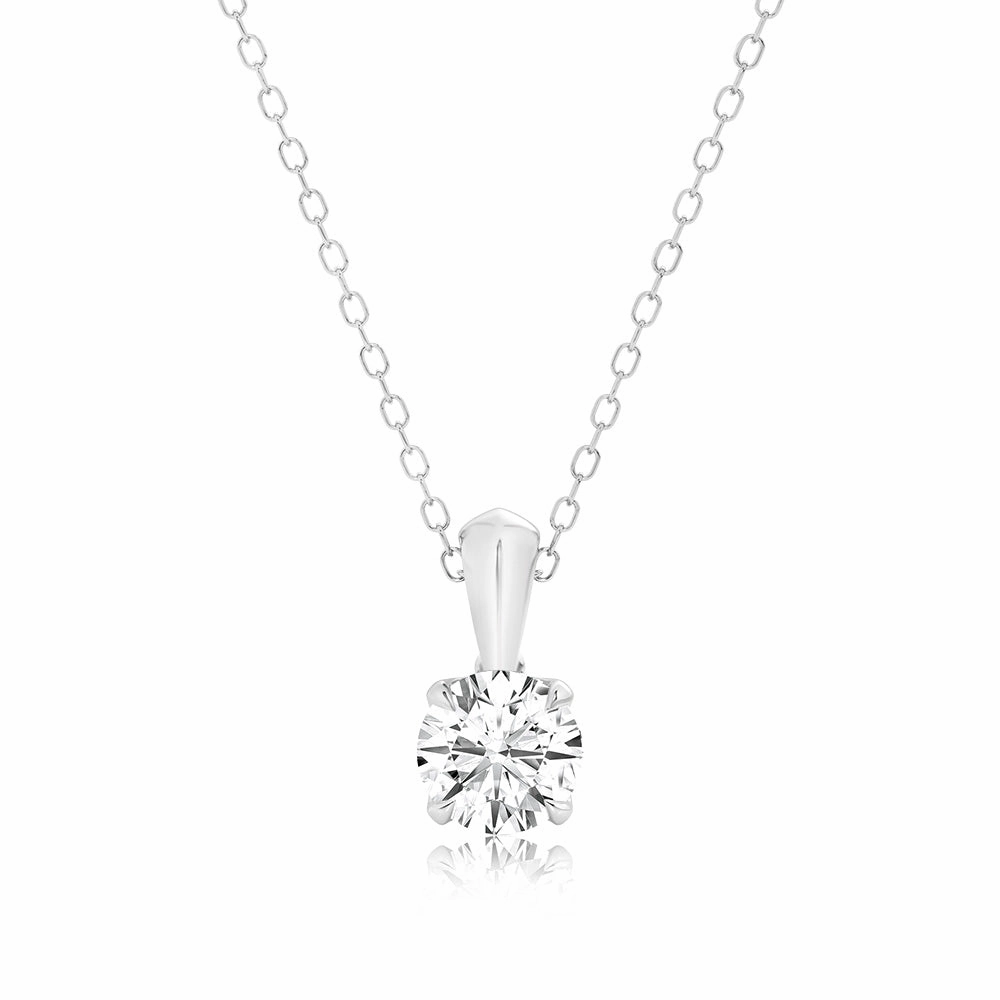 Luminesce Lab Grown 1 Carat Solitaire Diamond Pendant Sterling Silver