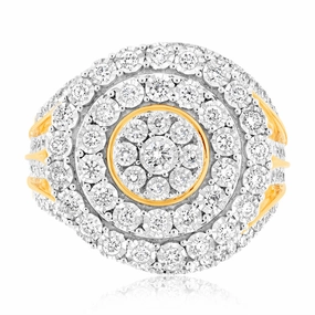 Luminesce Lab Grown 1Carat Cluster Shaped Diamond Engagement Ring in 9ct Yellow Gold