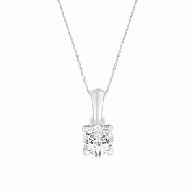 Luminesce Lab Grown 3/4 Carat Diamond Solitaire Pendant on 9ct White Gold Adjustable Chain