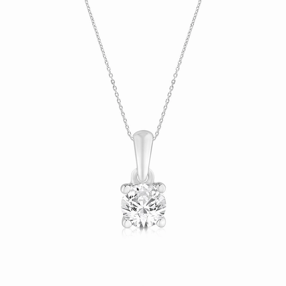 Luminesce Lab Grown 3/4 Carat Diamond Solitaire Pendant on 9ct White Gold Adjustable Chain