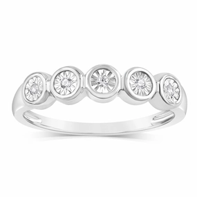 Luminesce Lab Grown 5 Diamonds Ring in Sterling Silver