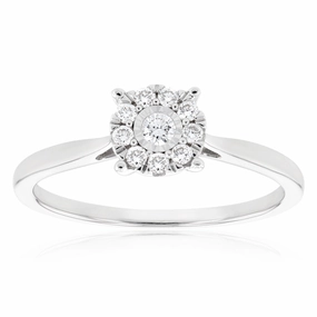 Luminesce Lab Grown 9ct White Gold 0.15 Carat Diamond Cluster Dress Ring