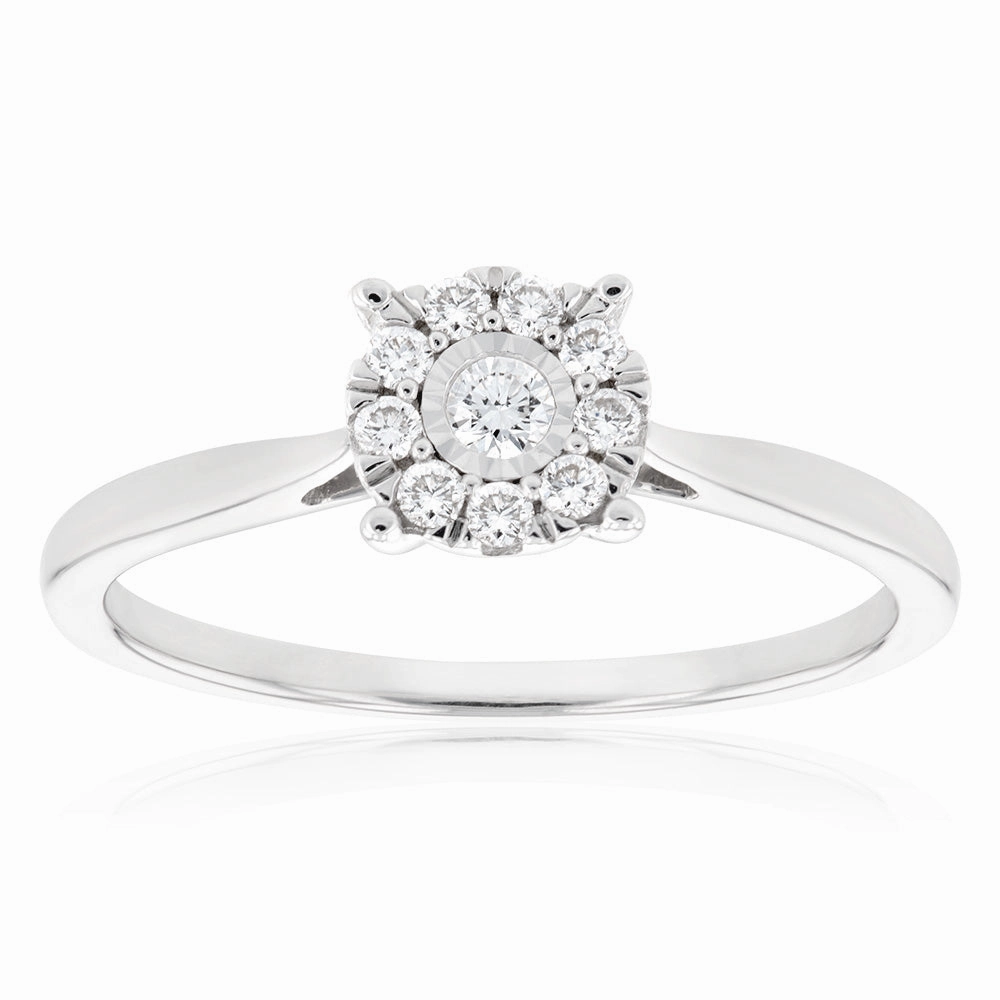 Luminesce Lab Grown 9ct White Gold 0.15 Carat Diamond Cluster Dress Ring