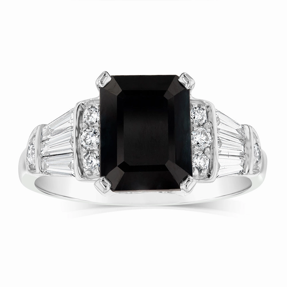 Luminesce Lab Grown 9ct White Gold 1/2 Carat Diamond 3 Carat Natural Sapphire Ring