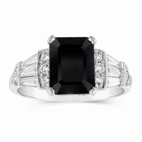 Luminesce Lab Grown 9ct White Gold 1/2 Carat Diamond 3 Carat Natural Sapphire Ring