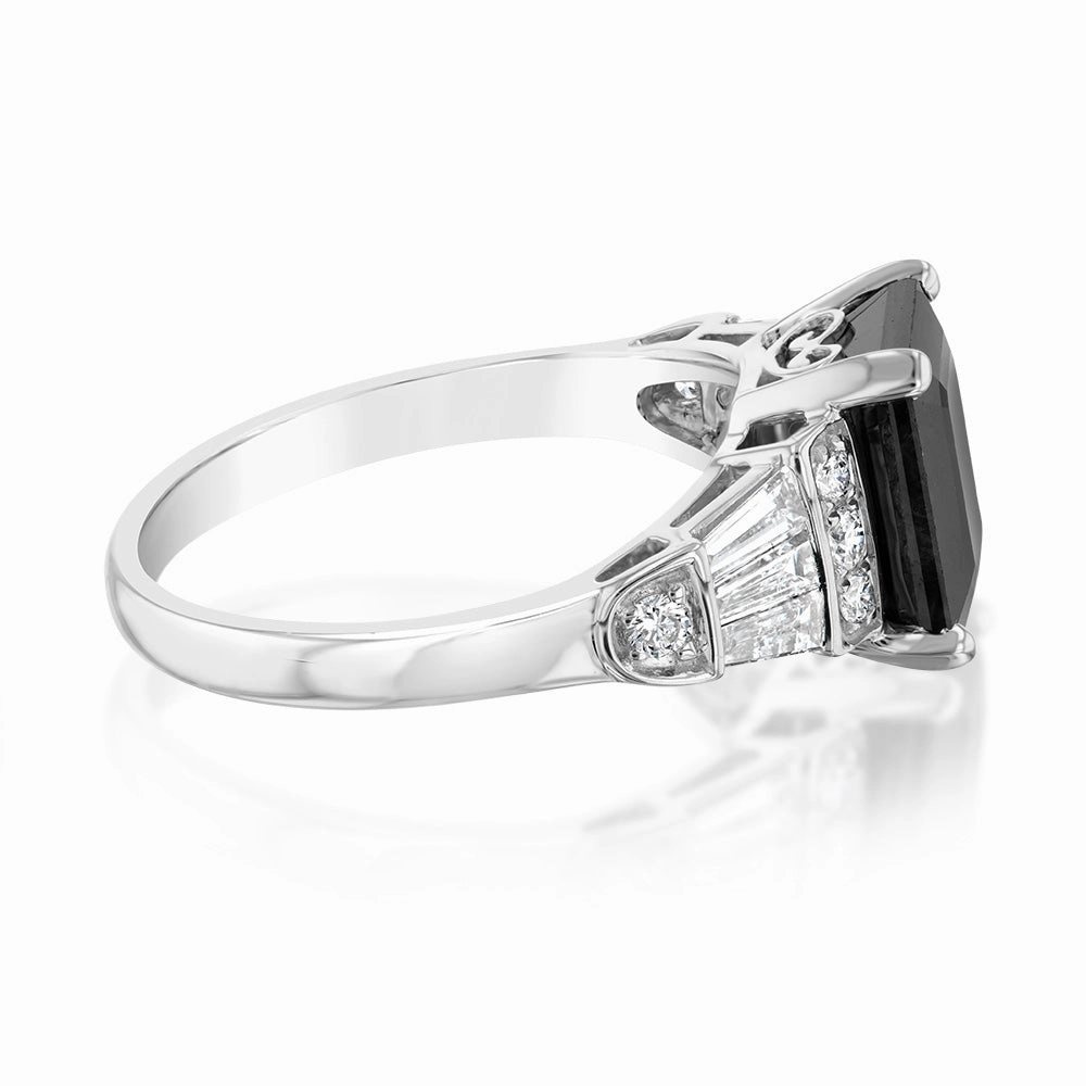 Luminesce Lab Grown 9ct White Gold 1/2 Carat Diamond 3 Carat Natural Sapphire Ring