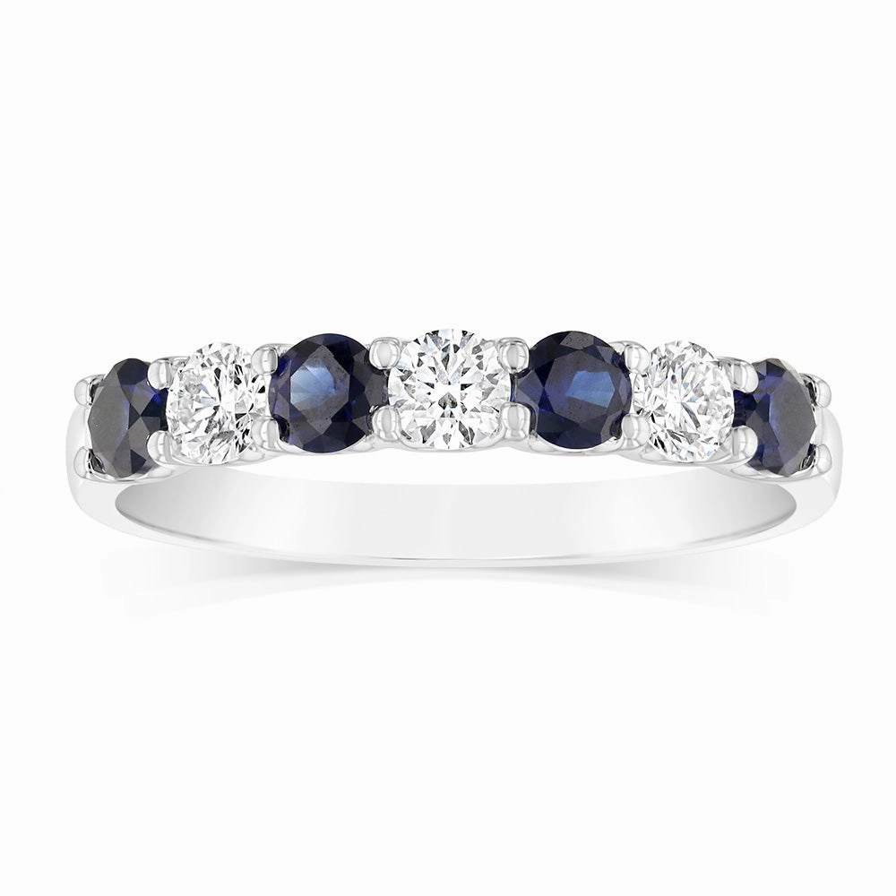 Luminesce Lab Grown 9ct White Gold Created Blue Sapphire 0.30 Carat Diamond Ring
