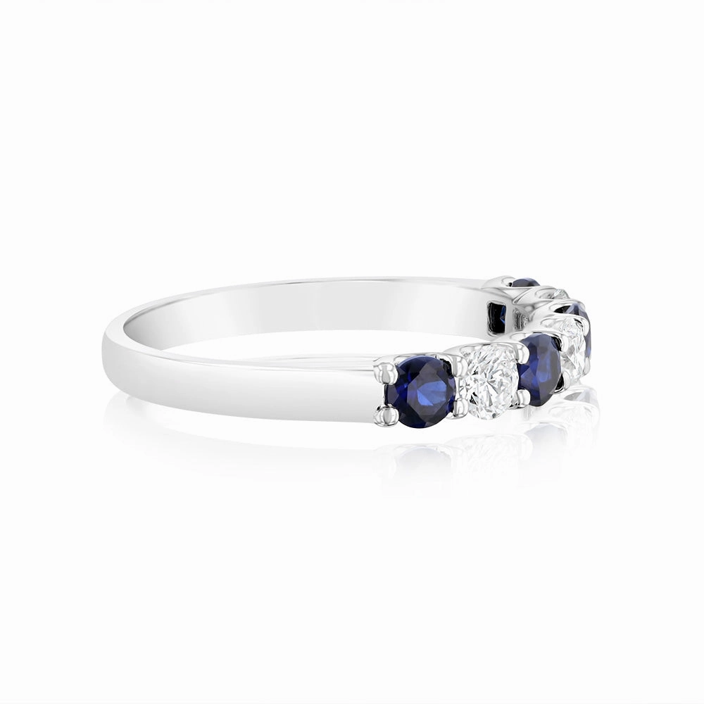 Luminesce Lab Grown 9ct White Gold Created Blue Sapphire 0.30 Carat Diamond Ring