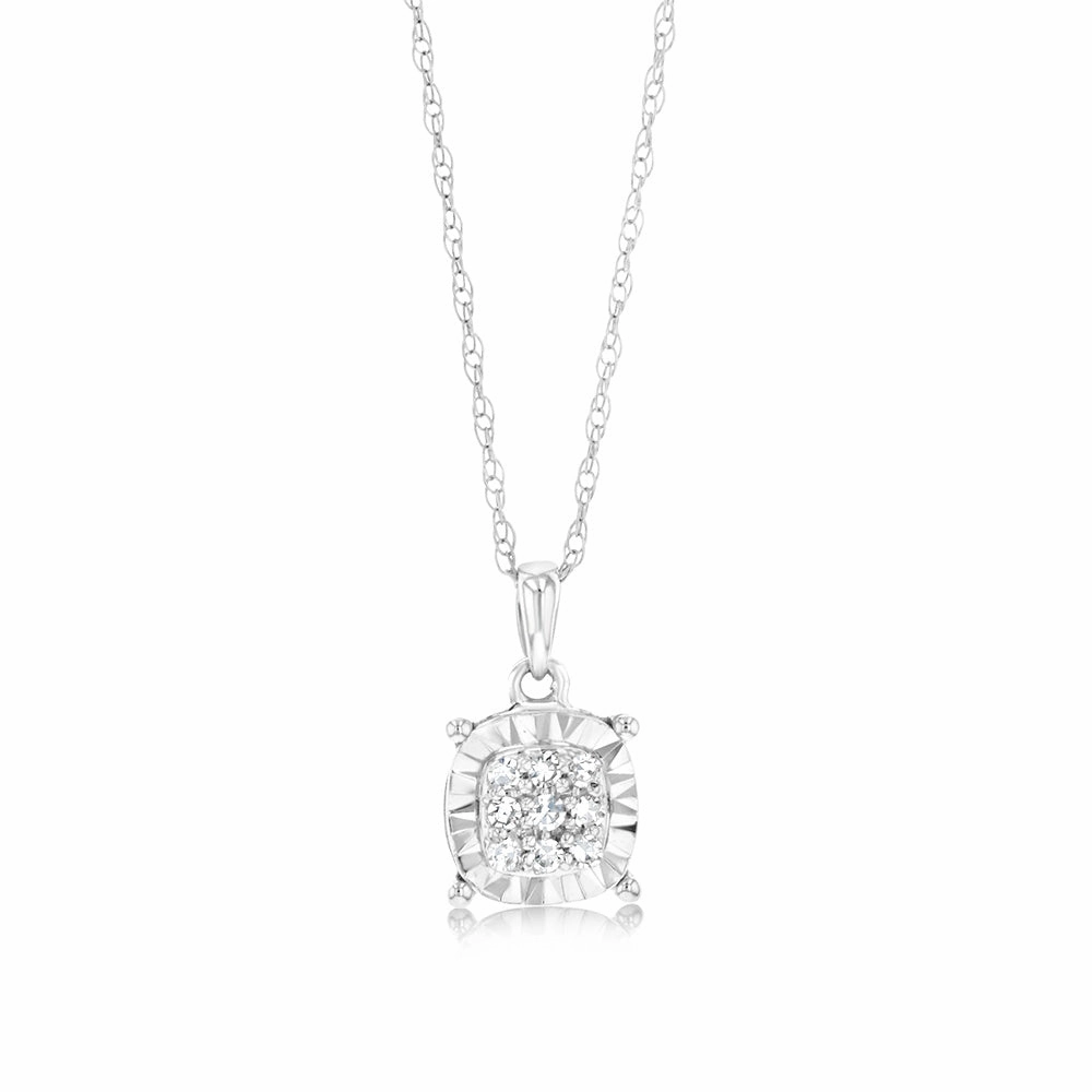 Luminesce Lab Grown 9ct White Gold Diamond Claw Pendant