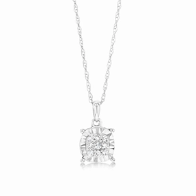 Luminesce Lab Grown 9ct White Gold Diamond Claw Pendant