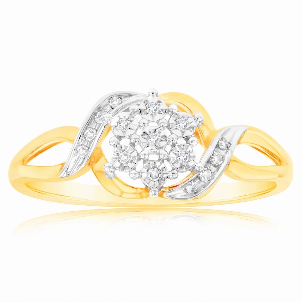 Luminesce Lab Grown 9ct Yellow Gold 15 Diamonds Dress Ring
