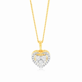Luminesce Lab Grown 9ct Yellow Gold 16 Diamonds Heart Pendant