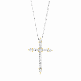 Luminesce Lab Grown 9ct Yellow Gold 1/10 Carat Cross Diamond Pendant