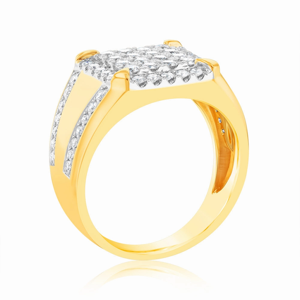 Luminesce Lab Grown 9ct Yellow Gold 1.2 Carat Diamond Gents Ring