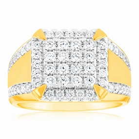 Luminesce Lab Grown 9ct Yellow Gold 1.2 Carat Diamond Gents Ring