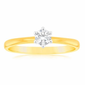 Luminesce Lab Grown 9ct Yellow Gold 1/4 Carat Brilliant Cut Solitaire Diamond Ring
