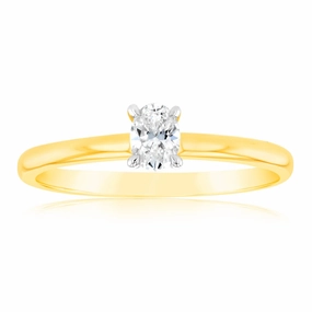 Luminesce Lab Grown 9ct Yellow Gold 1/4 Carat Oval Cut Solitaire Diamond Ring