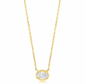 Luminesce Lab Grown 9ct Yellow Gold 1/5 Carat Diamond Oval Shaped Bezel Pendant