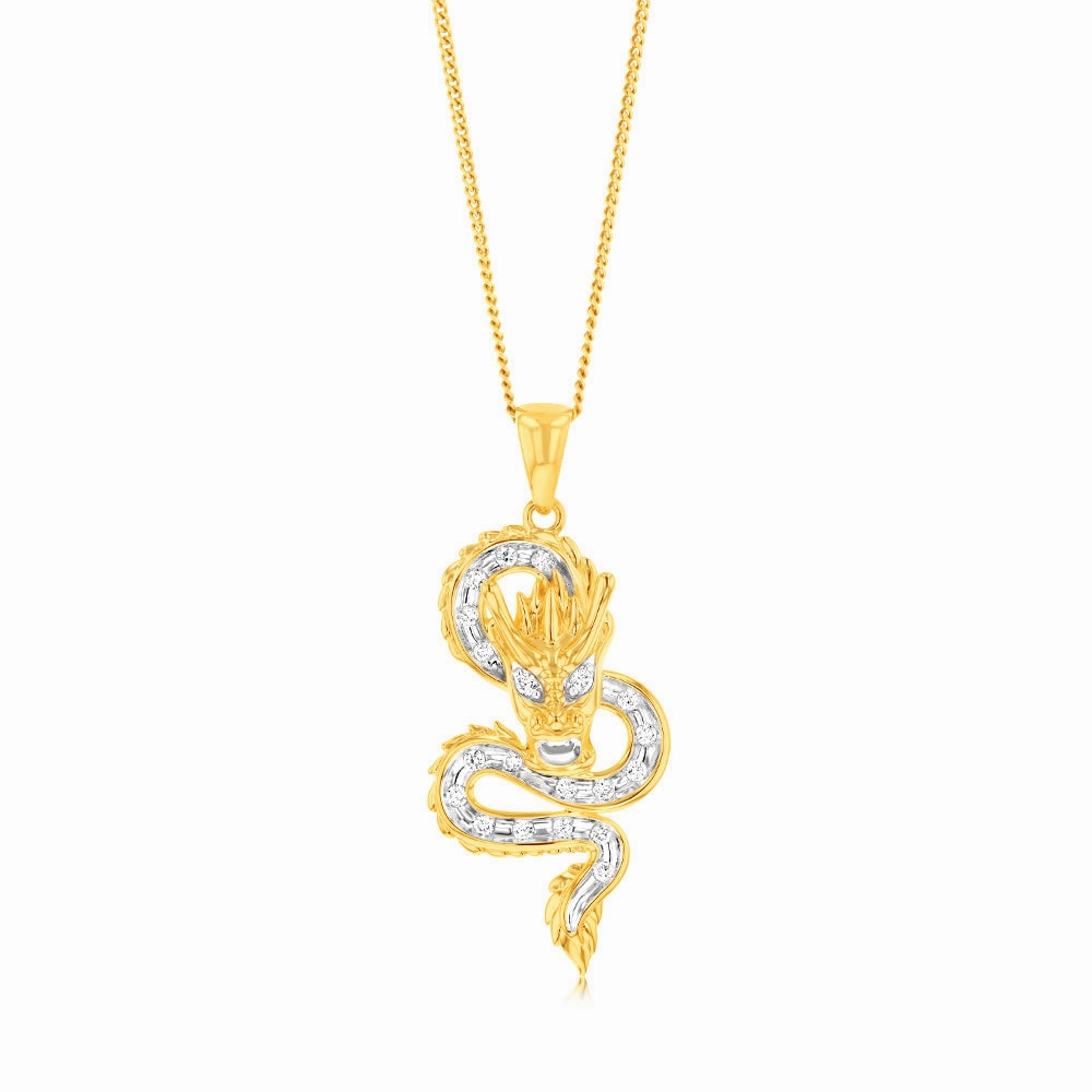 Luminesce Lab Grown 9ct Yellow Gold 1/5 Carat Dragon Diamond Pendant