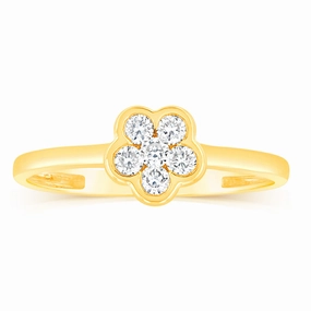 Luminesce Lab Grown 9ct Yellow Gold 1/5 Carat Flower Shaped Diamond Ring