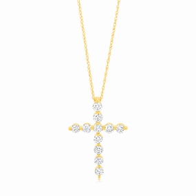 Luminesce Lab Grown 9ct Yellow Gold 1 Carat Cross Pendant with Chain