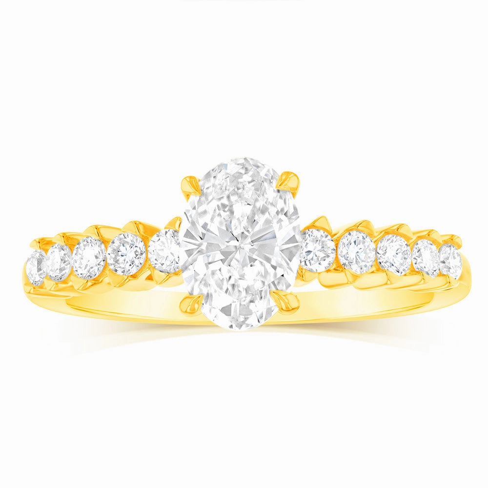 Luminesce Lab Grown 9ct Yellow Gold 1 Carat Diamond Solitaire Fancy Ring