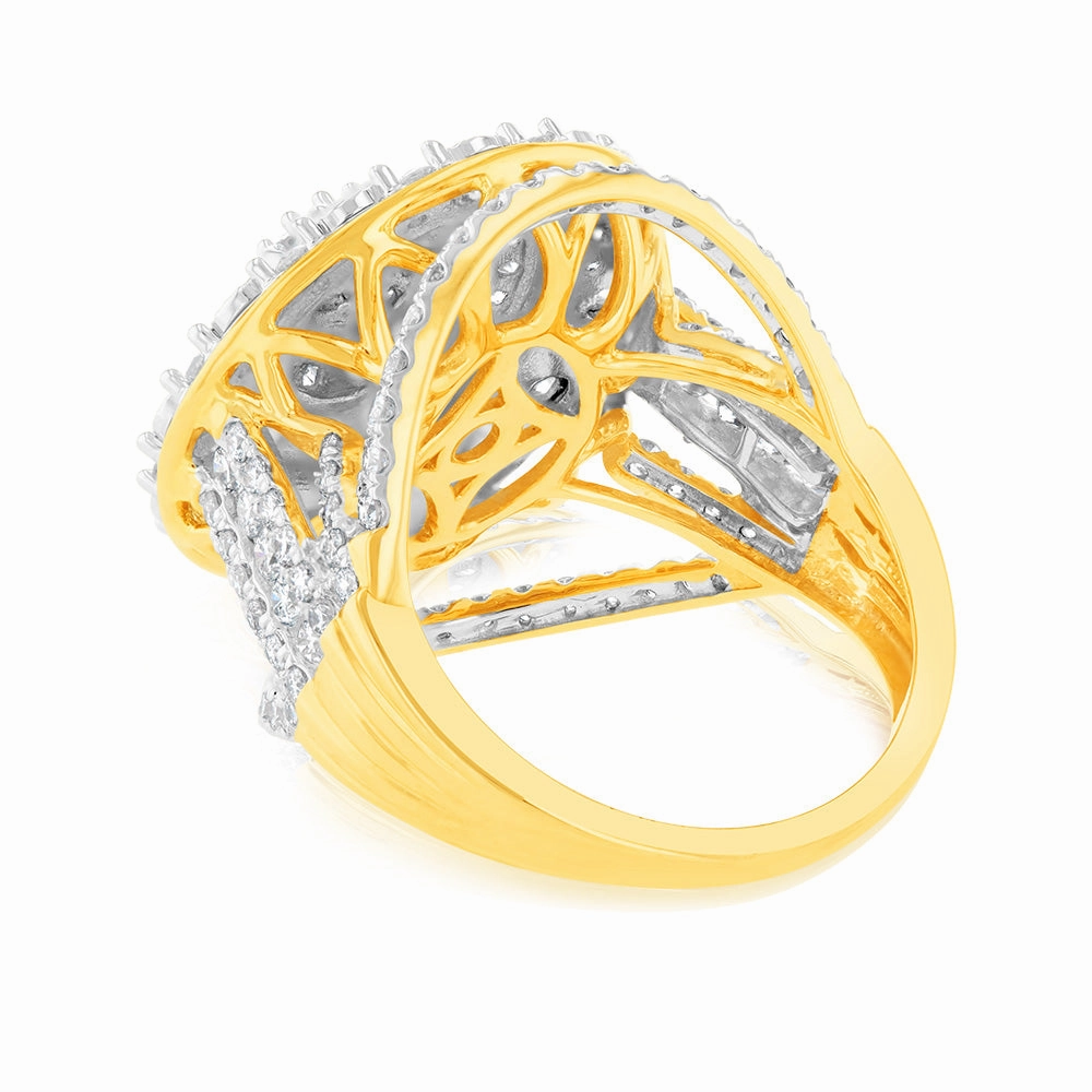 Luminesce Lab Grown 9ct Yellow Gold 2 Carat Diamond Cluster Ring