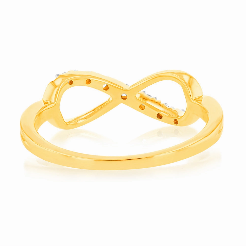 Luminesce Lab Grown 9ct Yellow Gold 7 Diamonds Infinity Ring