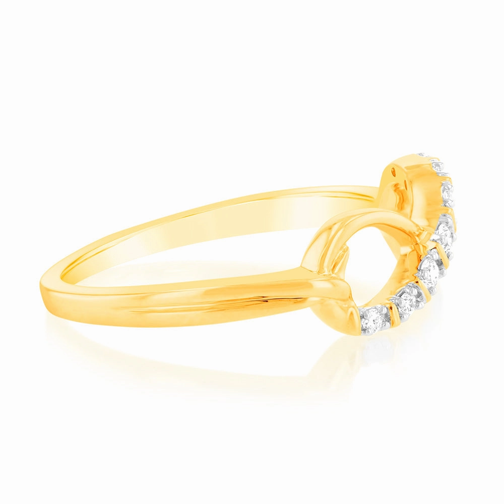 Luminesce Lab Grown 9ct Yellow Gold 7 Diamonds Infinity Ring