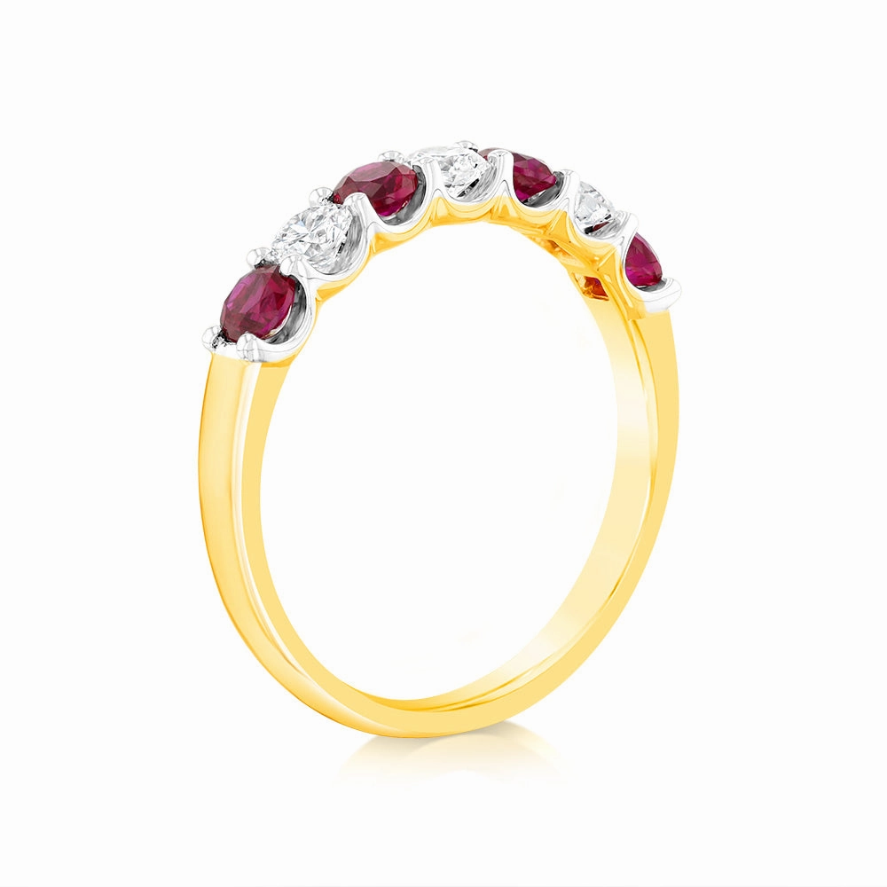 Luminesce Lab Grown 9ct Yellow Gold Created Ruby 0.30 Carat Diamond Ring