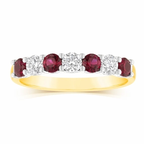 Luminesce Lab Grown 9ct Yellow Gold Created Ruby 0.30 Carat Diamond Ring