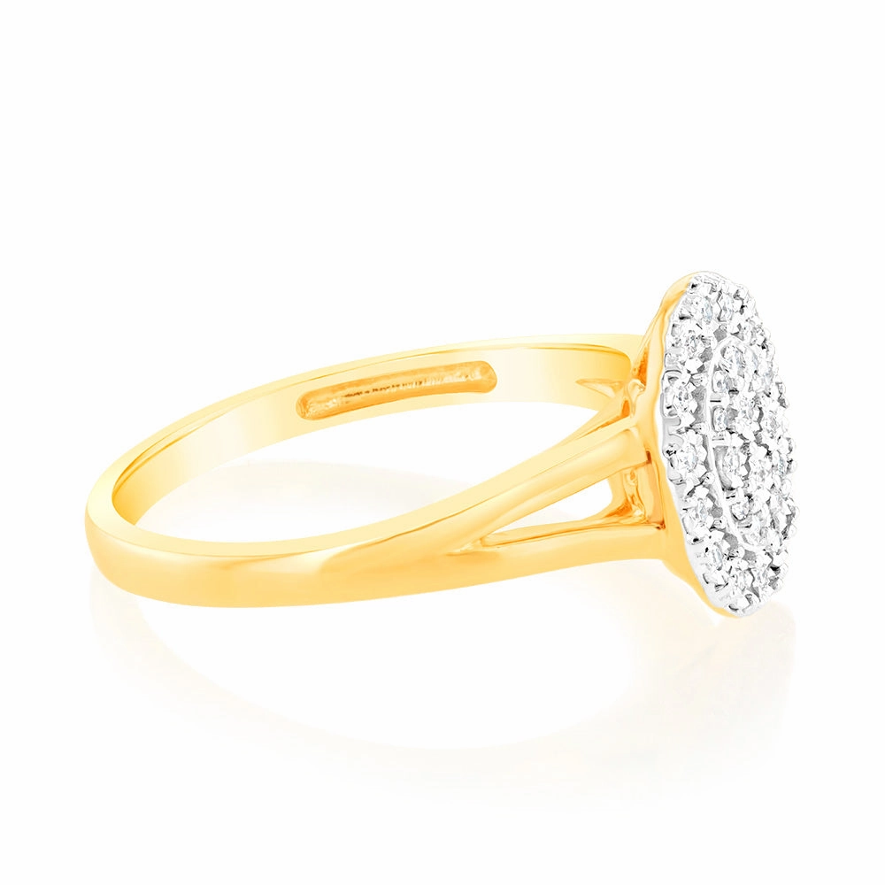 Luminesce Lab Grown 9ct Yellow Gold Diamond Cluster Ring
