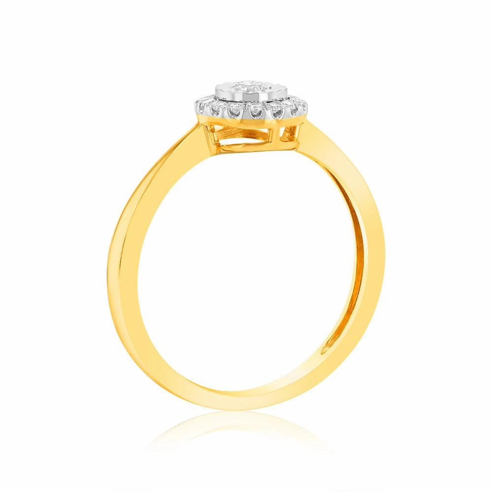 Luminesce Lab Grown 9ct Yellow Gold Solitaire Plain 1/6 Carat Diamond Ring