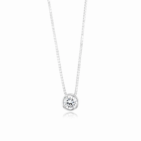 Luminesce Lab Grown Bezel Pendant in 1/4 Carat Diamond with Silver Slider Chain