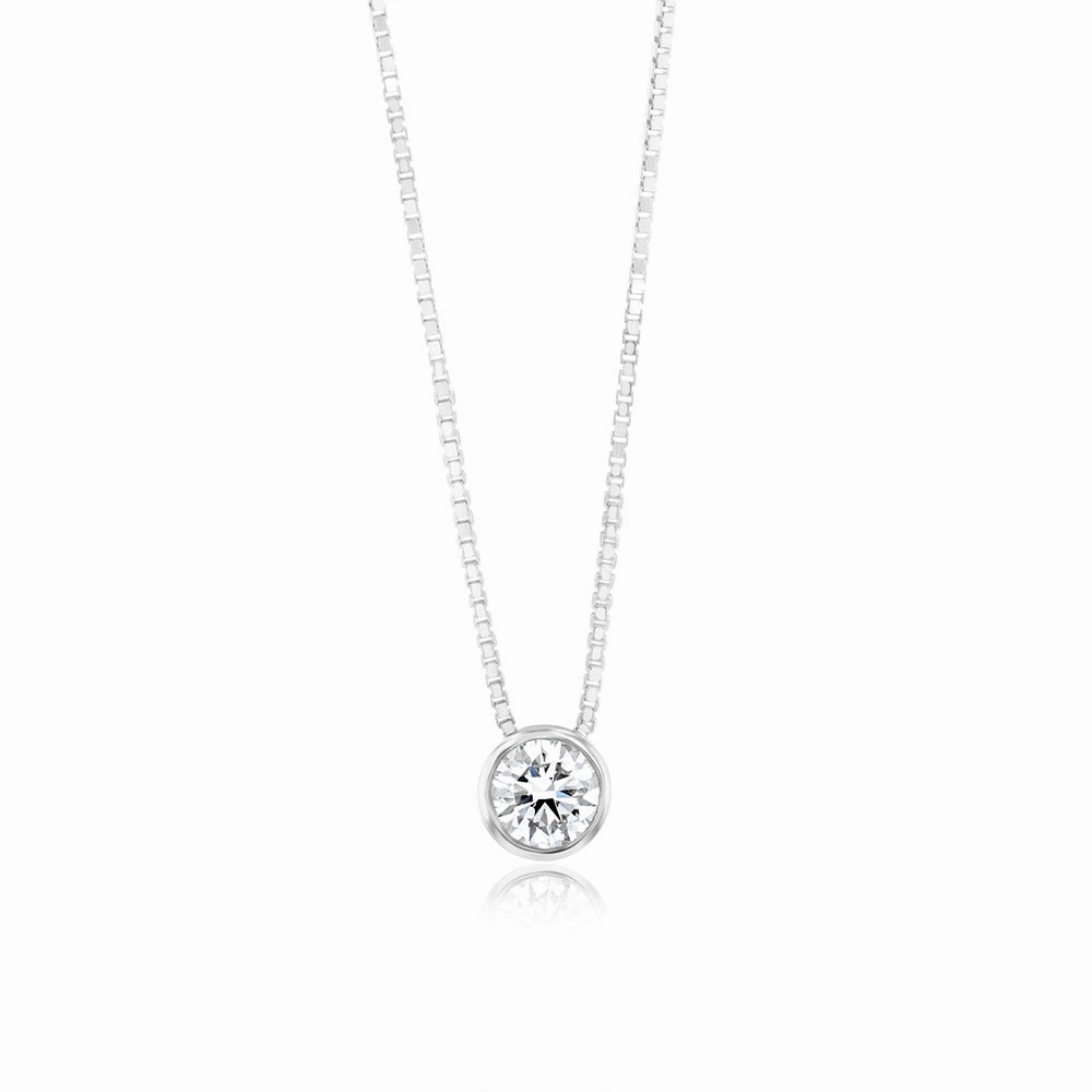 Luminesce Lab Grown Bezel Pendant in 1/4 Carat Diamond with Silver Slider Chain