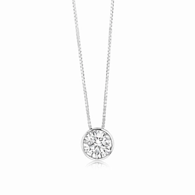 Luminesce Lab Grown Bezel Pendant in 1 Carat Diamond with Silver Slider Chain
