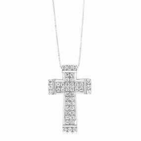 Luminesce Lab Grown Cross Pendant with Silver Slider Chain in 42 Diamonds