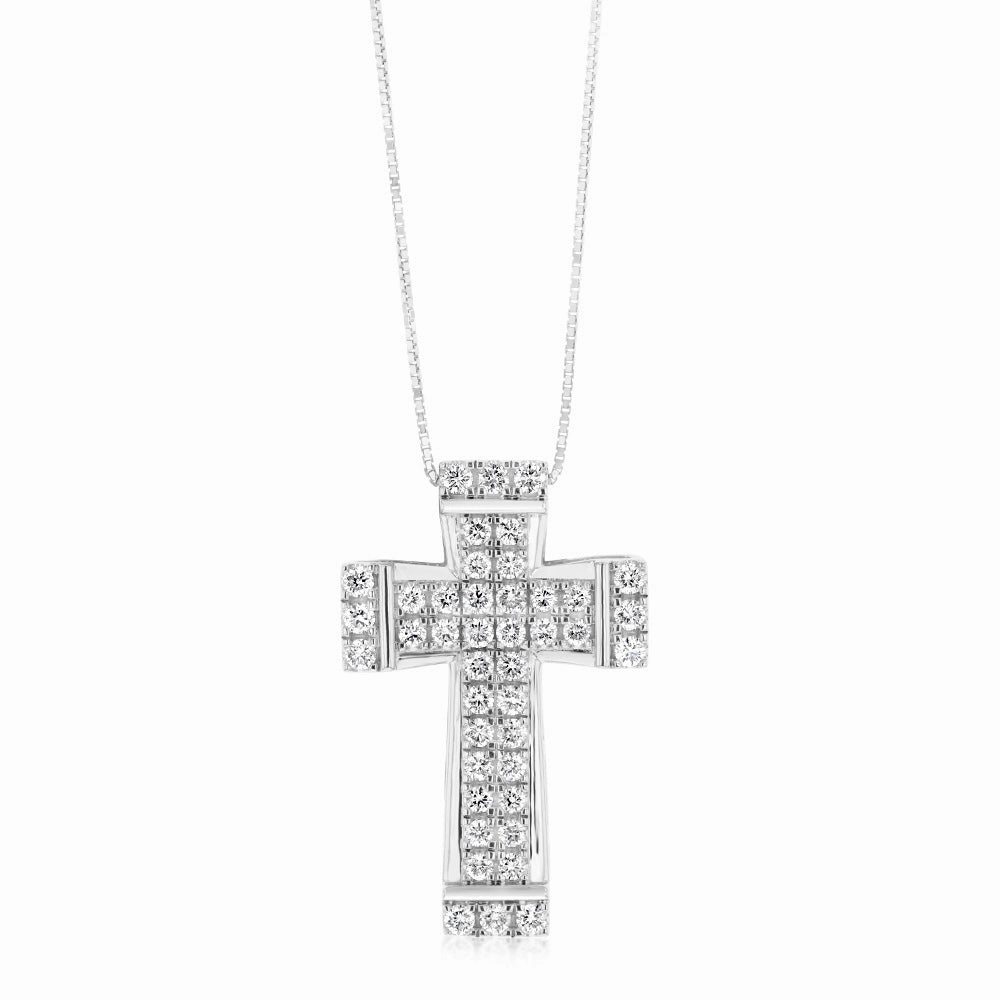 Luminesce Lab Grown Cross Pendant with Silver Slider Chain in 42 Diamonds