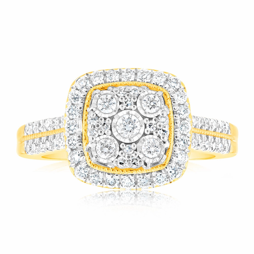 Luminesce Lab Grown Diamond 1/2 Carat Ring Set in 9 Carat Yellow Gold