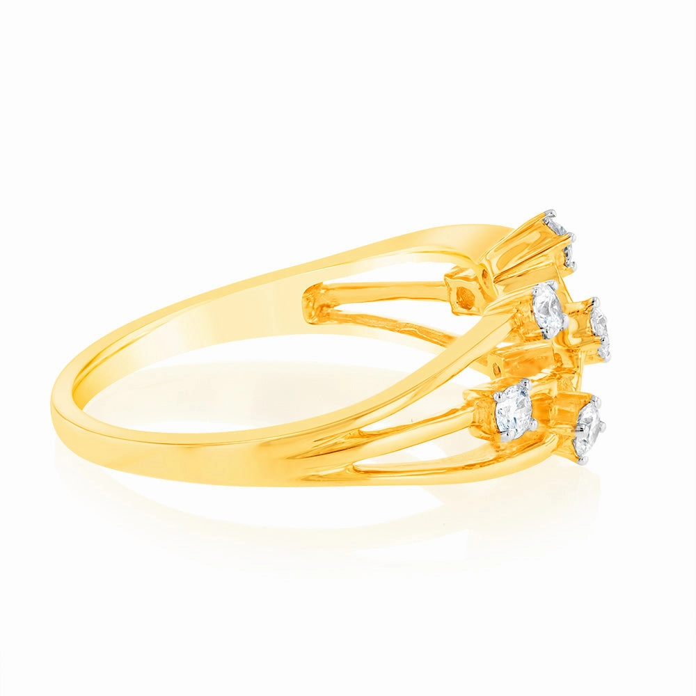 Luminesce Lab Grown Diamond 1/4 Carat Scatter Ring in 9ct Yellow Gold