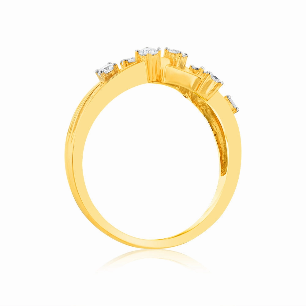 Luminesce Lab Grown Diamond 1/4 Carat Scatter Ring in 9ct Yellow Gold