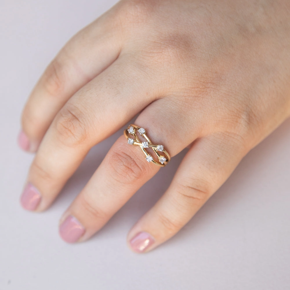 Luminesce Lab Grown Diamond 1/4 Carat Scatter Ring in 9ct Yellow Gold