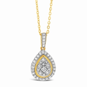 Luminesce Lab Grown Diamond 1/5 Carat Pear Pendant on 45cm Chain in 9ct Yellow Gold