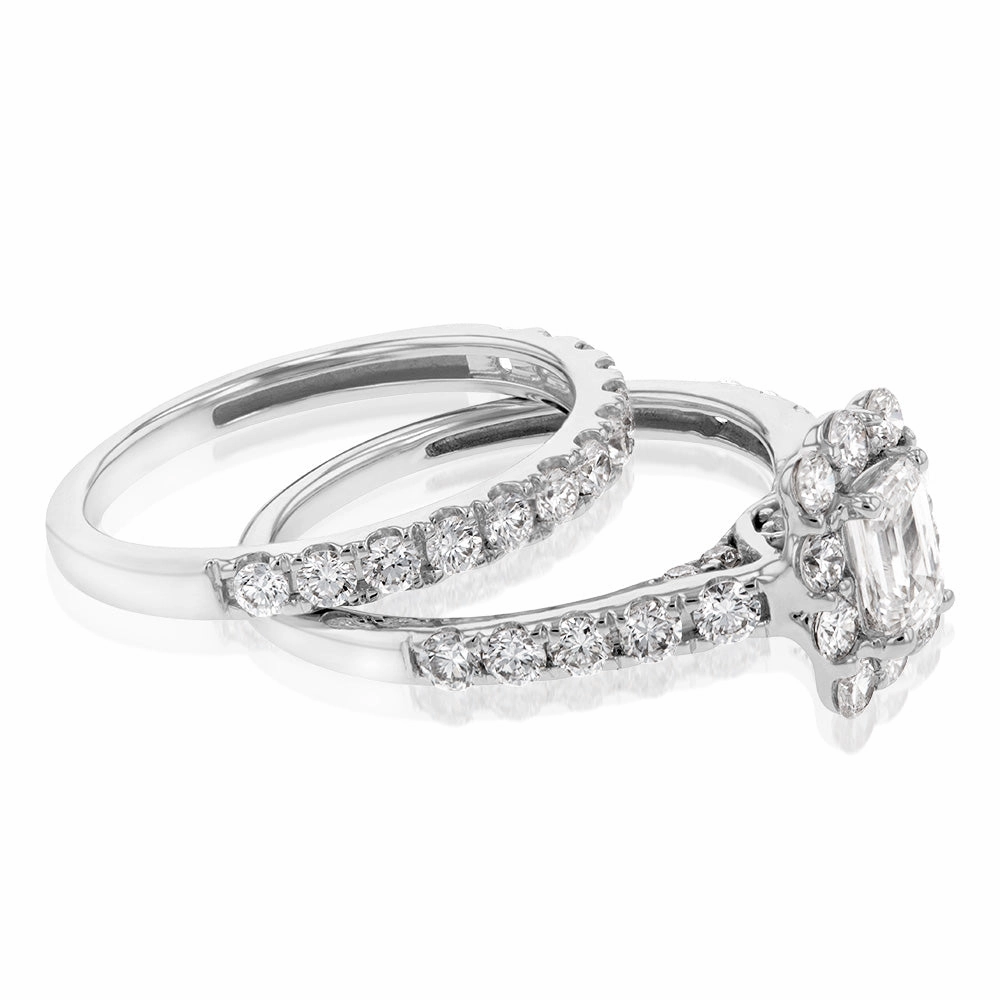 Luminesce Lab Grown Diamond 1.5Ct Bridal Set in Halo Design set in 14ct White Gold