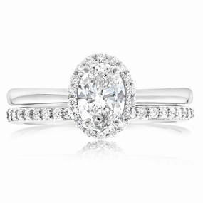 Luminesce Lab Grown Diamond 1 Carat Bridal Set in Halo Design set in 18ct White Gold