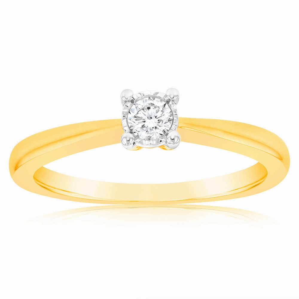 Luminesce Lab Grown Diamond 4 Claw Ring In 9ct Yellow Gold