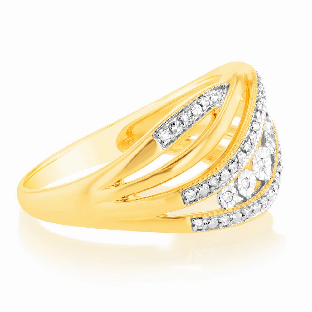 Luminesce Lab Grown Diamond 9ct Yellow Gold 1/10 Carat Diamond Ring