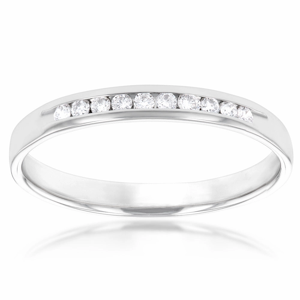 Luminesce Lab Grown Diamond Channel 1/8 Carat Eternity Ring in 9ct White Gold