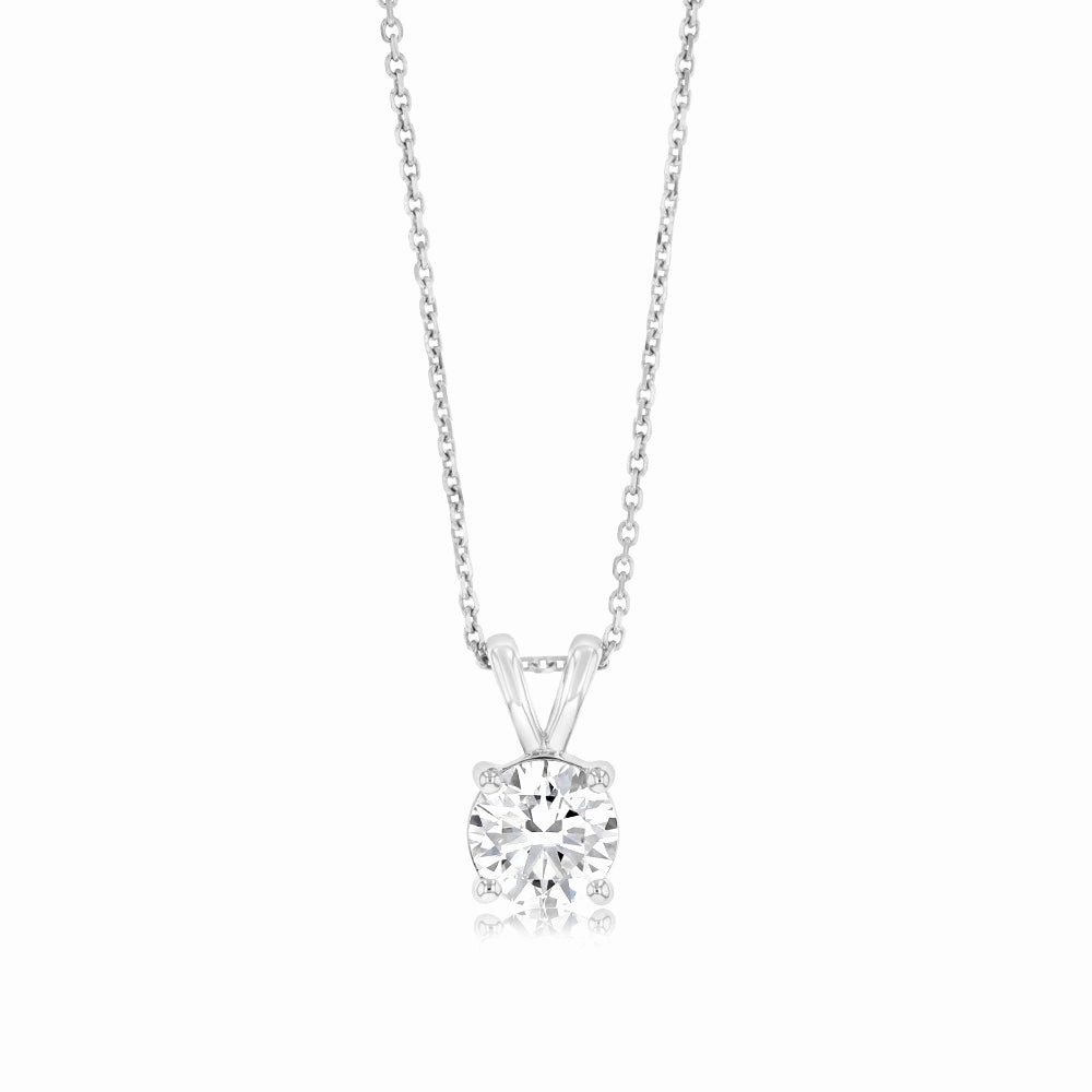 Luminesce Lab Grown Solitaire 1.5Ct Diamond Pendant in 9ct White Gold with Adjustable Chain
