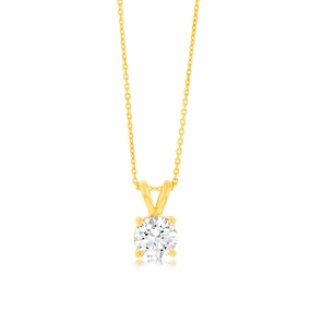 Luminesce Lab Grown Solitaire 1.5Ct Diamond Pendant in 9ct Yellow Gold with Adjustable Chain